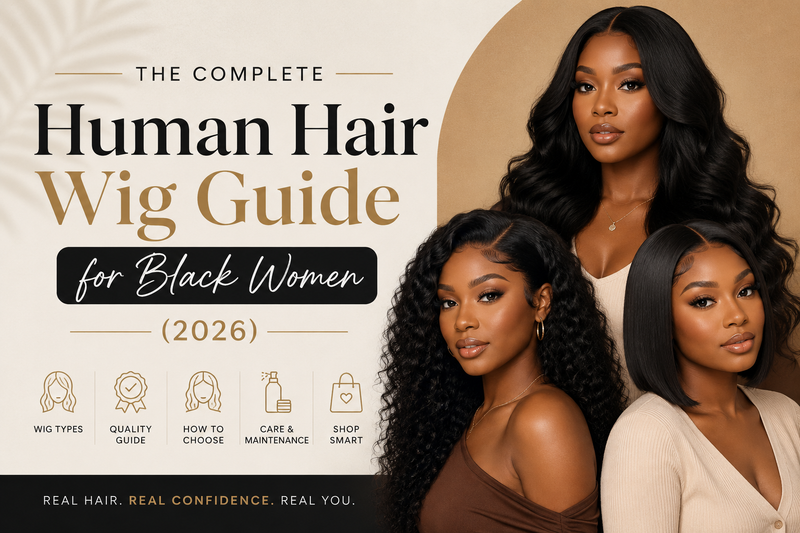 Human hair wigs for Black women guide 2026 featuring natural curly, body wave, and bob wig styles