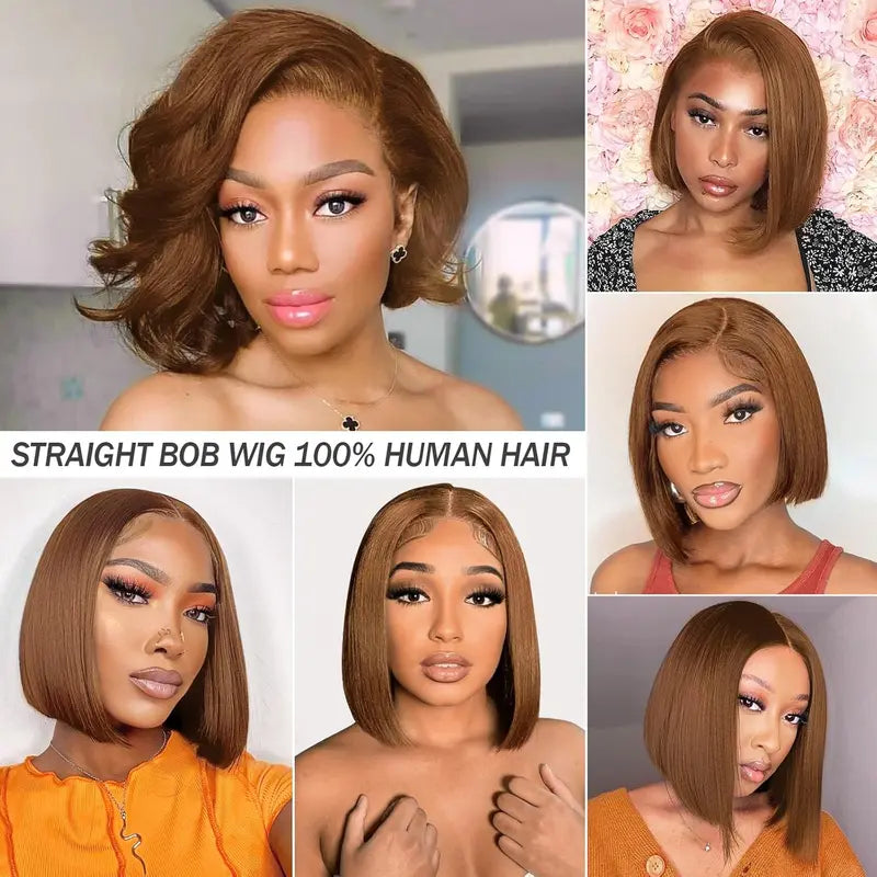 Professional Black woman URFIRST chocolate bob wig, workplace ready