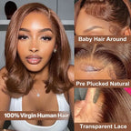 URFIRST chocolate brown bob HD lace hairline detail