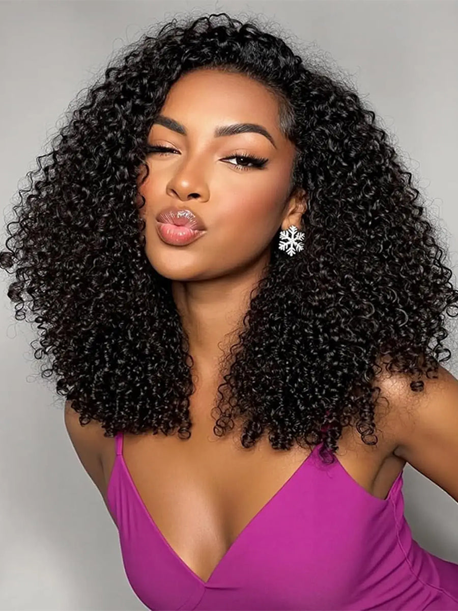 Glueless Burmese Curly Half Wig Human Hair Wear & Go No Glue Seamless Flip | URFIRST