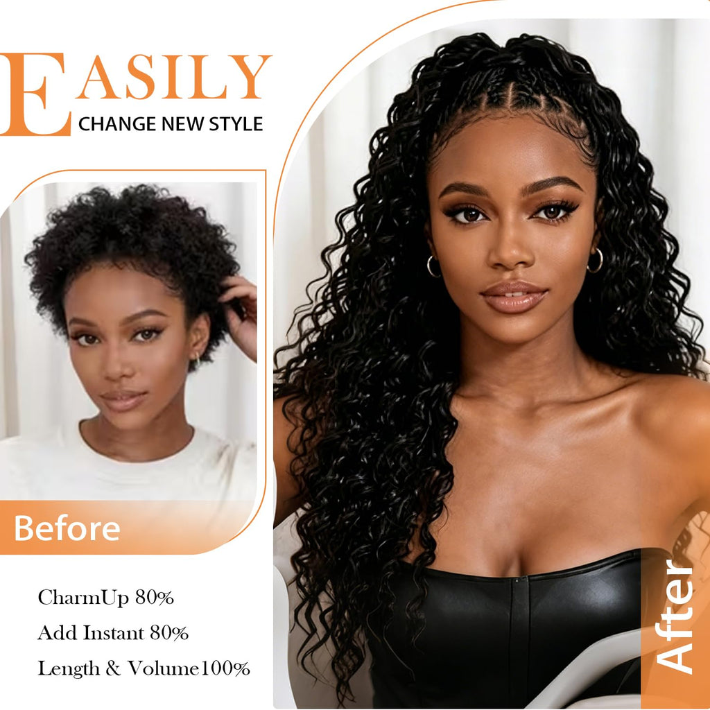 Boho Feather Extensions Human Hair Burmese Curly 50 Strands Pre-Separated | URFIRST