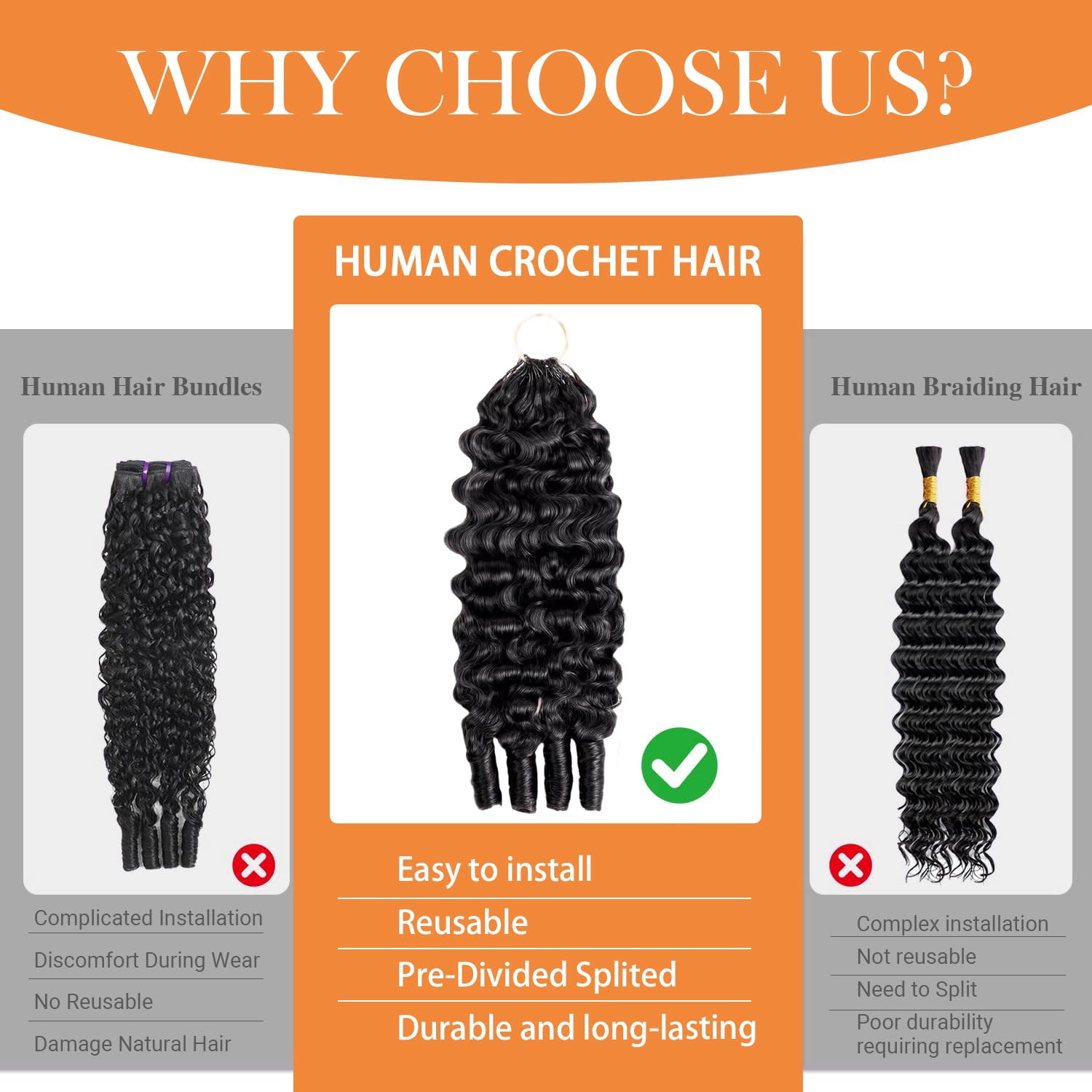 Boho Feather Extensions Human Hair Burmese Curly 50 Strands Pre-Separated | URFIRST