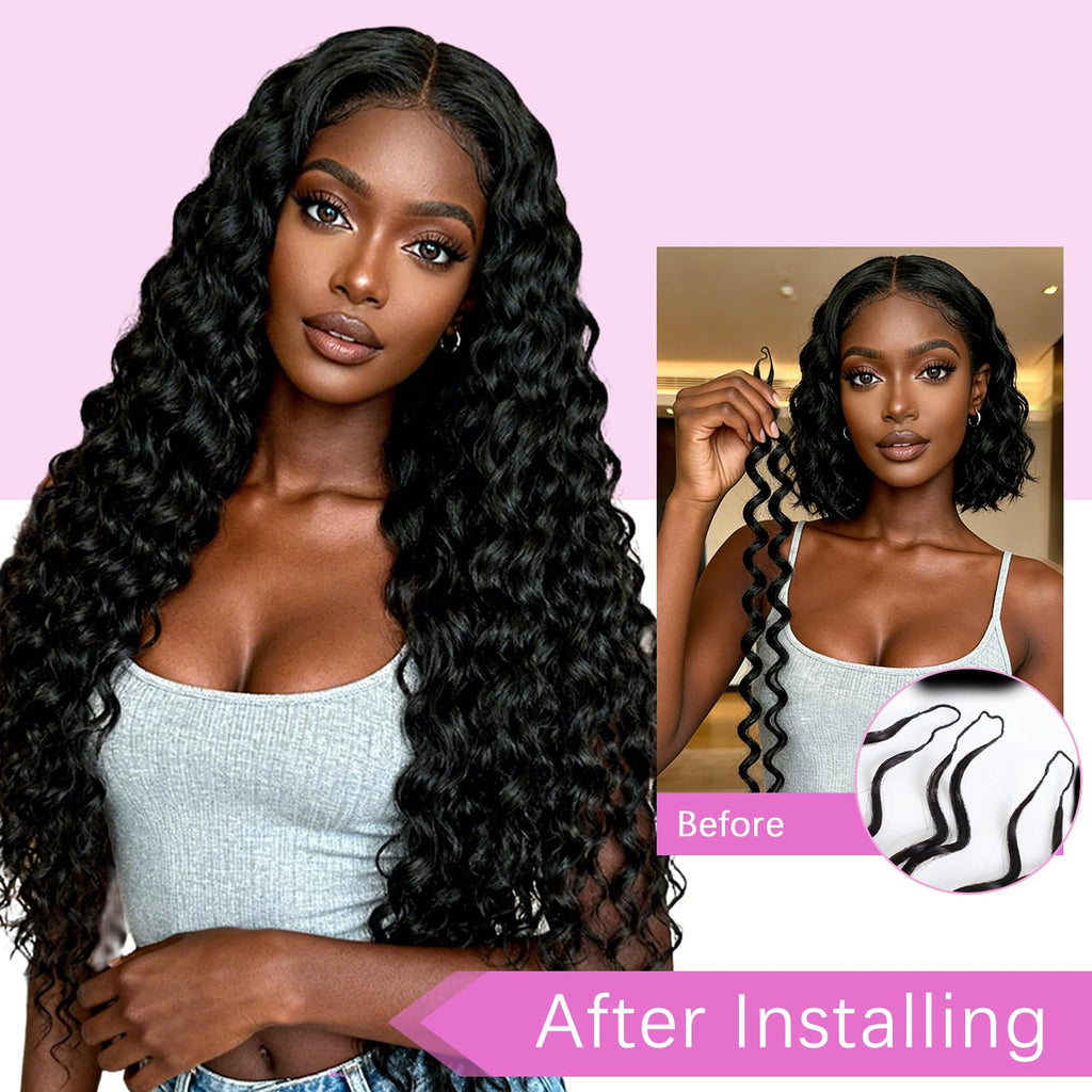 Boho Deep Wave Feather Extensions — 50 Strands | URFIRST