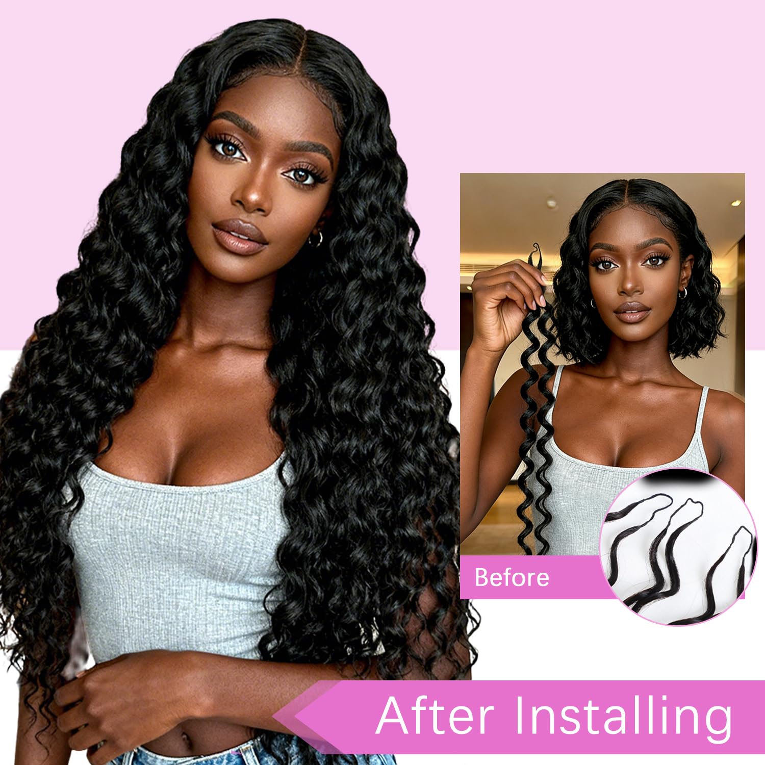 Boho Deep Wave Feather Extensions — 50 Strands | URFIRST
