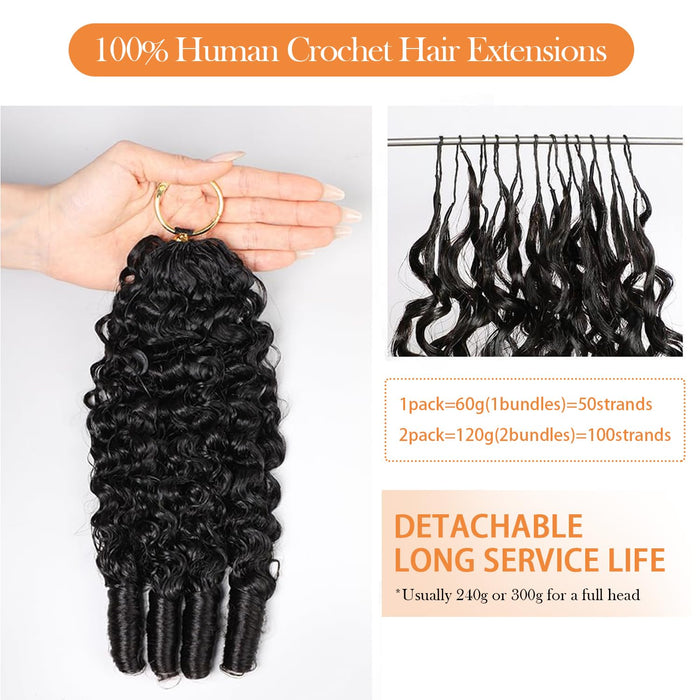 Boho Feather Extensions Human Hair Burmese Curly 50 Strands Pre-Separated | URFIRST