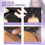 Glueless Burmese Curly Half Wig Human Hair Wear & Go No Glue Seamless Flip | URFIRST