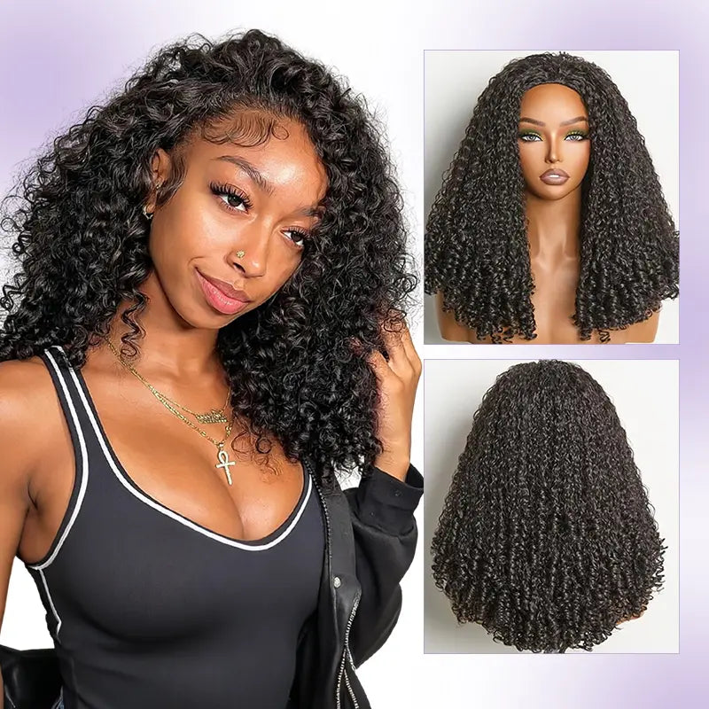 Glueless Burmese Curly Half Wig Human Hair Wear & Go No Glue Seamless Flip | URFIRST