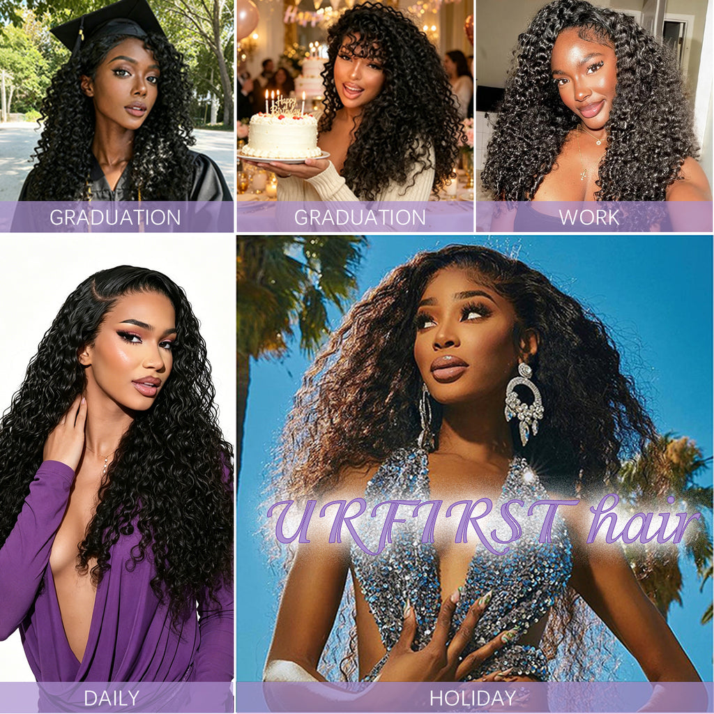 Glueless Burmese Curly Half Wig Human Hair Wear & Go No Glue Seamless Flip | URFIRST