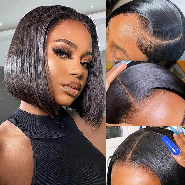 URFIRST natural black bob wig HD lace pre-plucked hairline