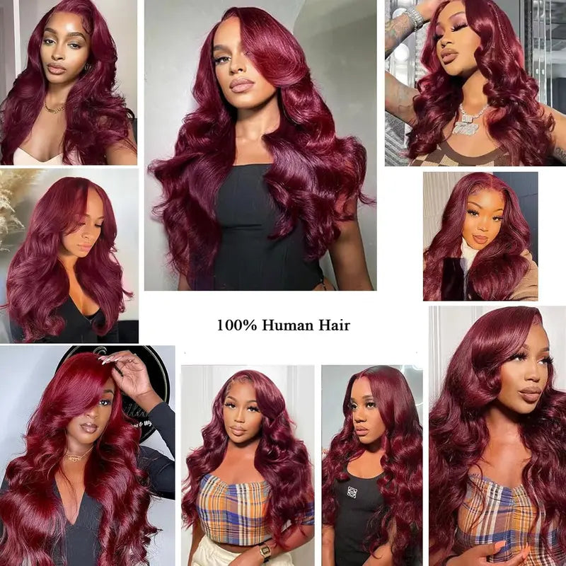  Professional Black woman URFIRST 99J burgundy sew-in install