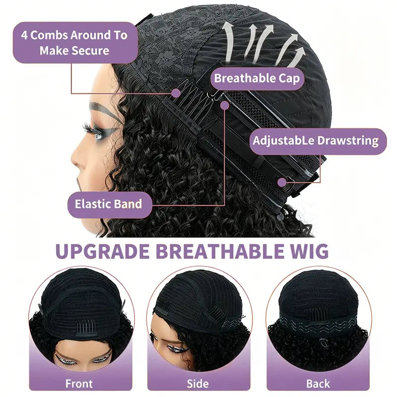 Glueless Burmese Curly Half Wig Human Hair Wear & Go No Glue Seamless Flip | URFIRST