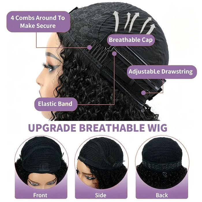 Glueless Burmese Curly Half Wig Human Hair Wear & Go No Glue Seamless Flip | URFIRST