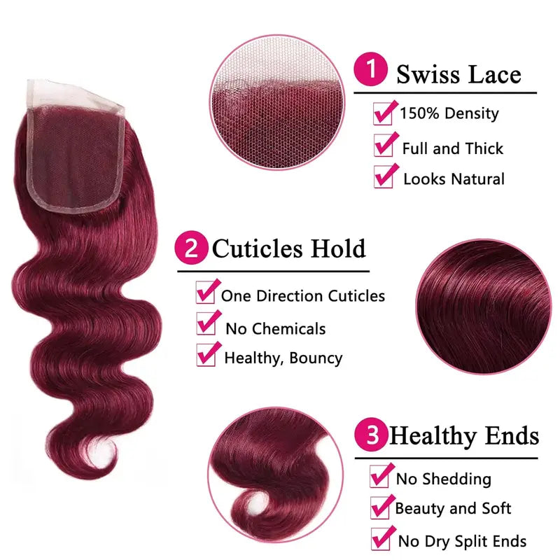 99J Burgundy Body Wave Bundles — Brazilian Virgin Hair | URFIRST