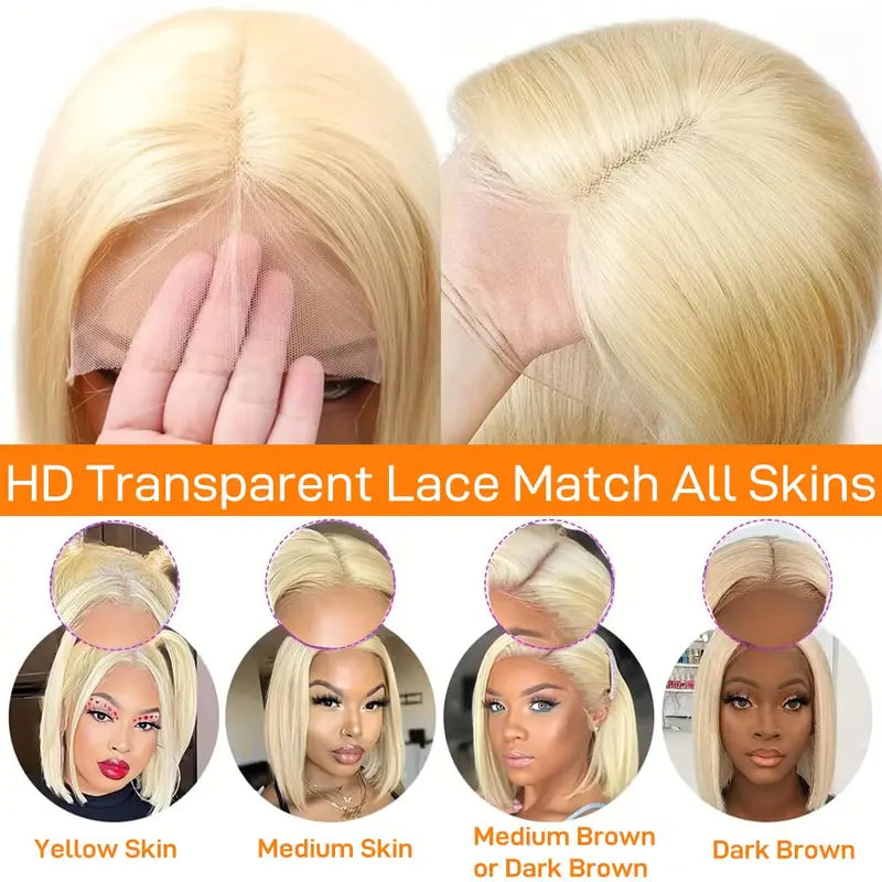 URFIRST 613 bob wig HD lace hairline, pre-plucked natural density