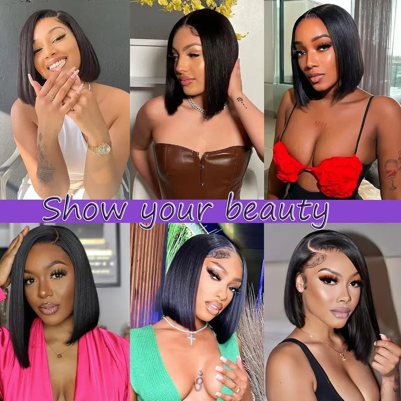 Professional Black woman URFIRST natural black straight bob wig 