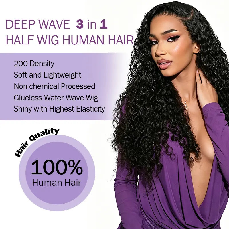 Glueless Burmese Curly Half Wig Human Hair Wear & Go No Glue Seamless Flip | URFIRST